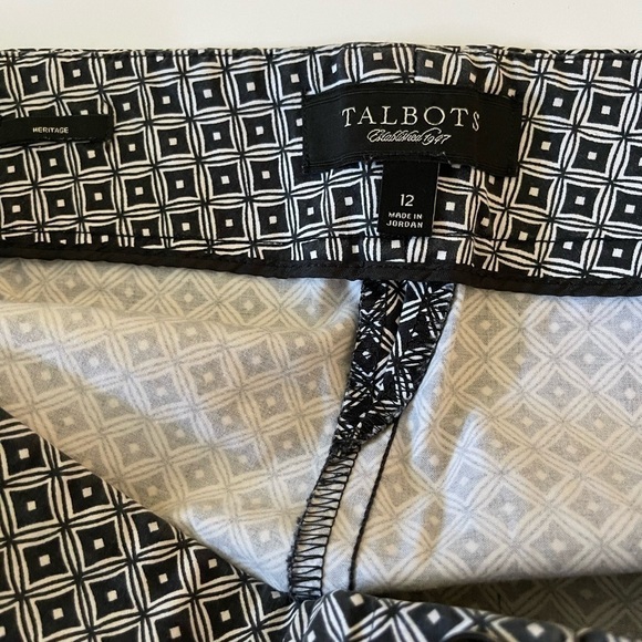 Talbots Heritage Black Geometric Crop Pants US 12 - Picture 7 of 8